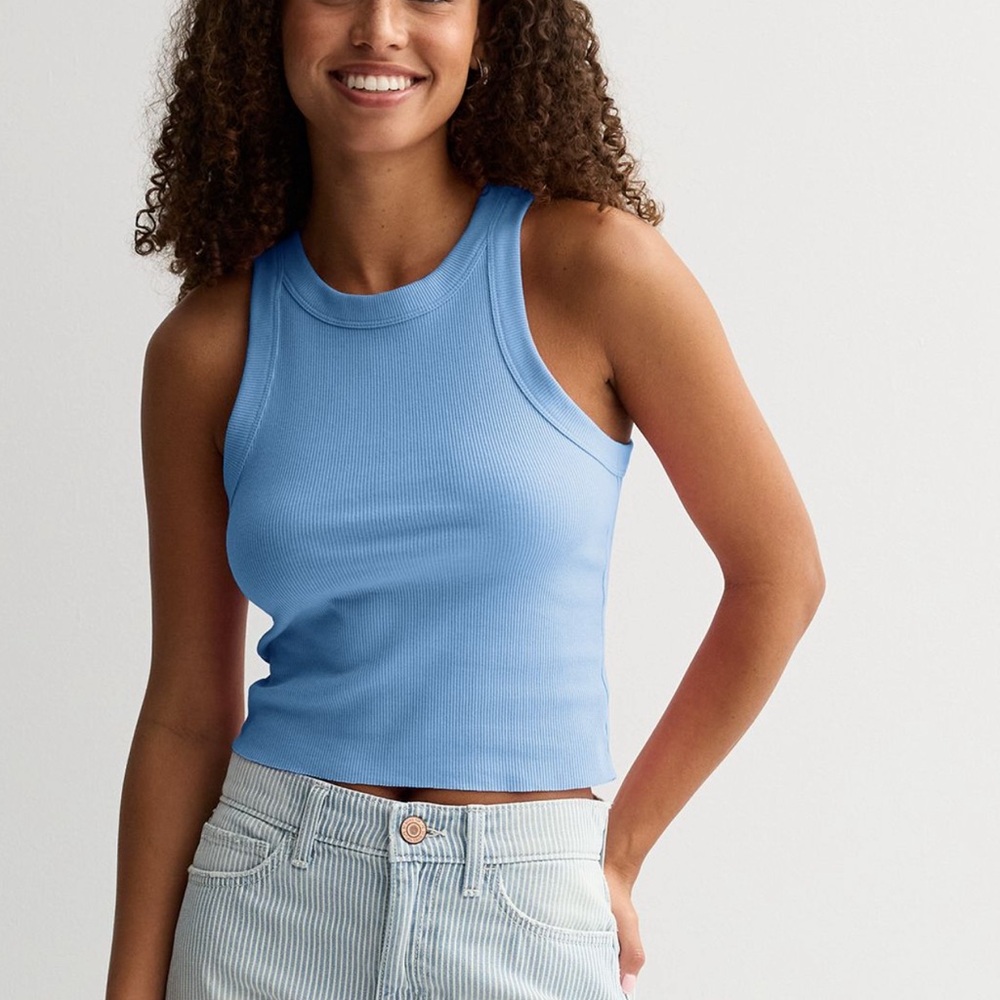 New SO Blue Sleeveless Ribbed Top